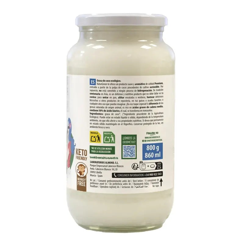 NaturGreen Bio kokosový tuk 860 ml / 800 g