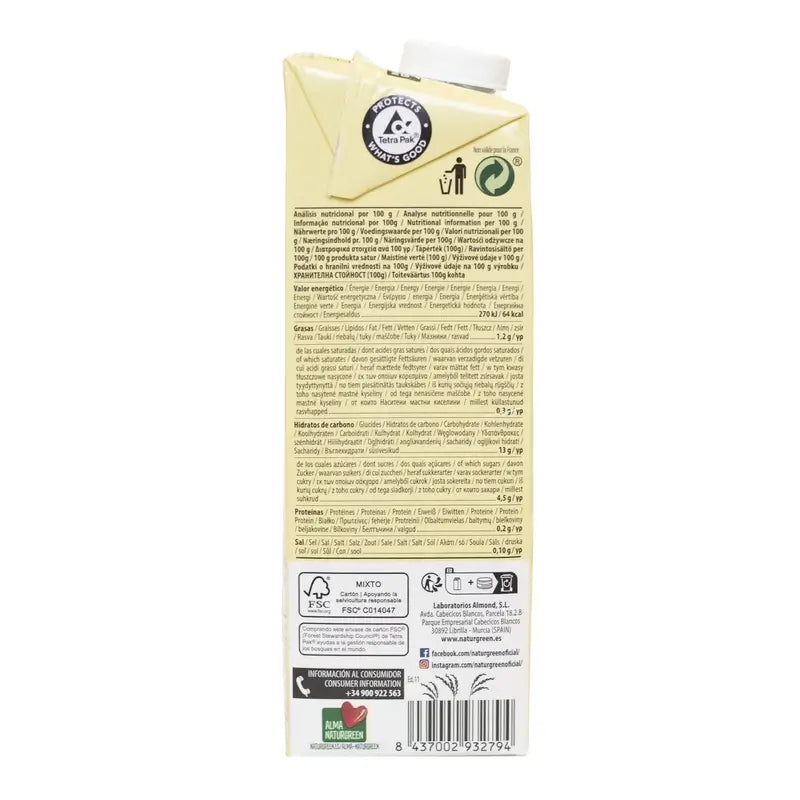 Naturgreen Bio ryža bez pridaného cukru 1 l, 1 l