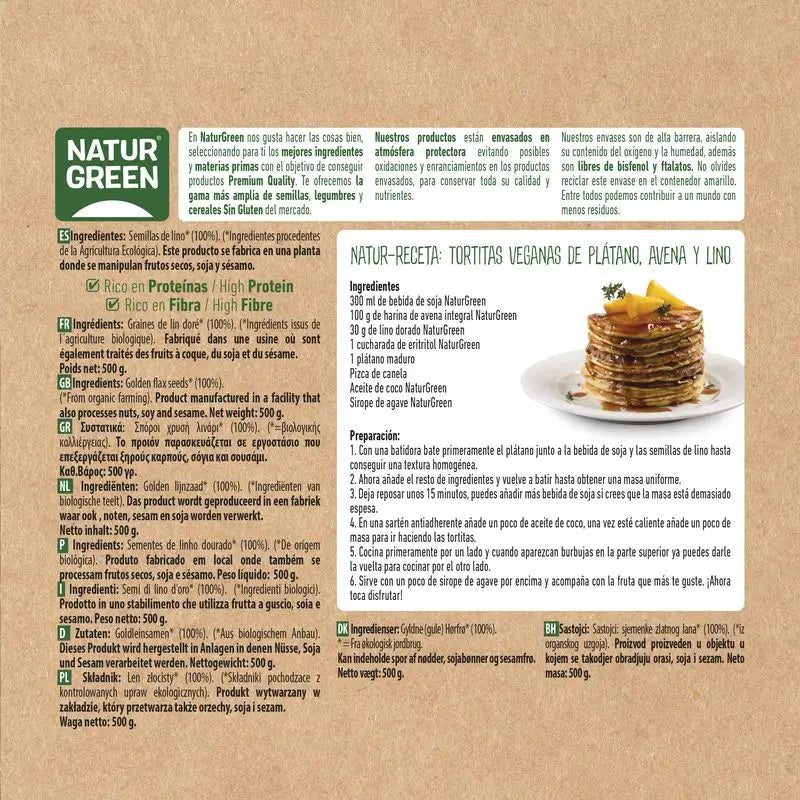 Naturgreen Zlaté ľanové semienka Bio, 500 g