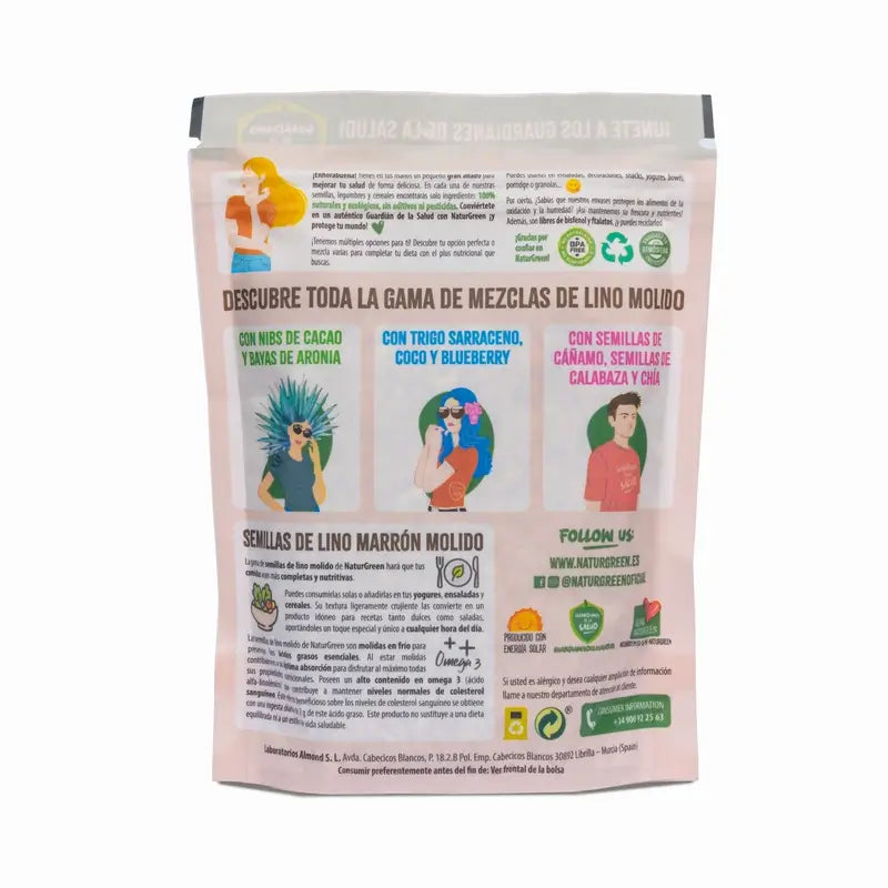 NaturGreen Ľan, pohánka, kokos, bio čučoriedky 150 g