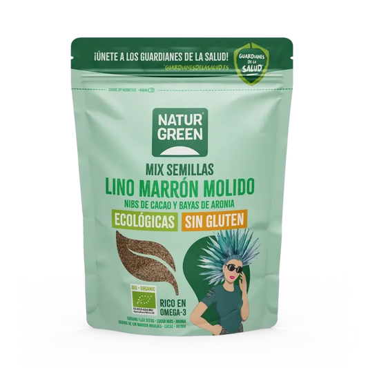 NaturGreen Flaxseeds, Cocoa Nibs & Aronia Bio 150 g
