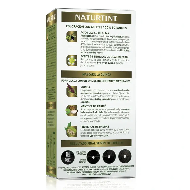Naturtint Trvalé farbenie vlasov Bez amoniaku 1N – Čierna ebenová