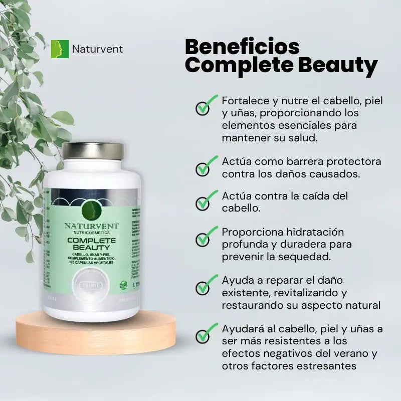 Naturvent – prípravok na posilnenie vlasov, pokožky a nechtov. Complete Beauty, 120 kapsúl