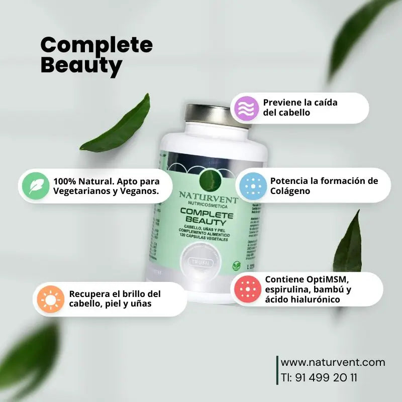Naturvent – prípravok na posilnenie vlasov, pokožky a nechtov. Complete Beauty, 120 kapsúl