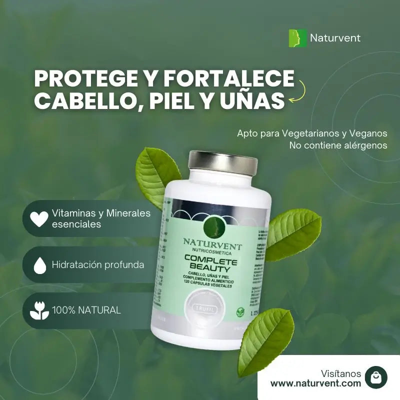 Naturvent – prípravok na posilnenie vlasov, pokožky a nechtov. Complete Beauty, 120 kapsúl