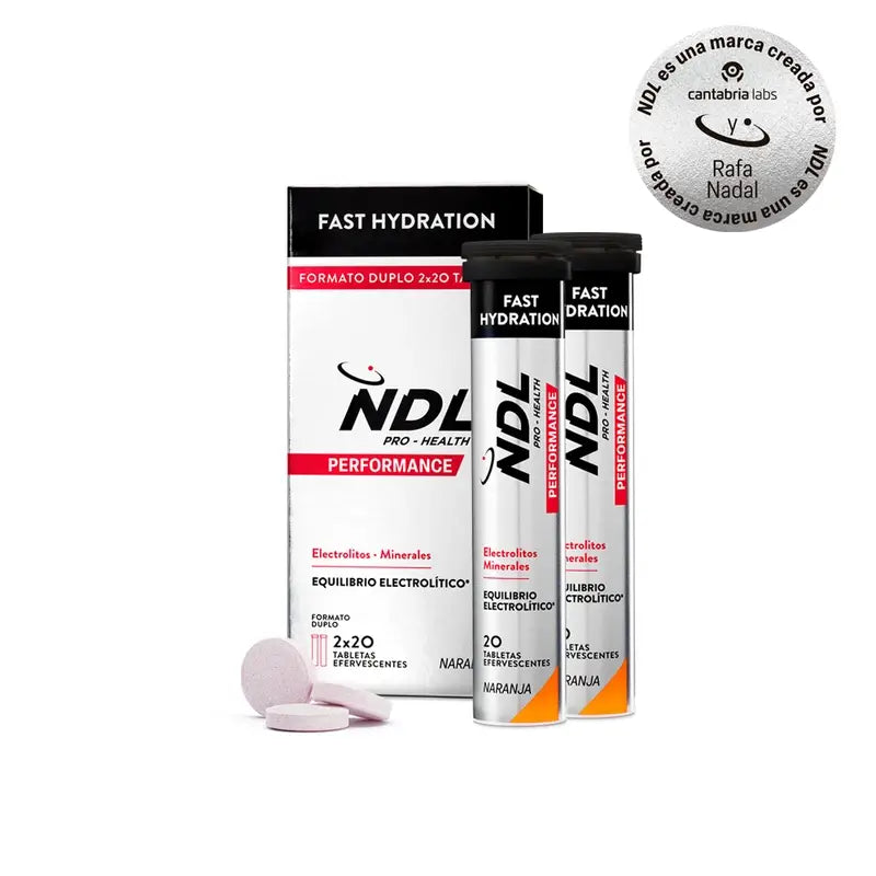 NDL Pro-Health Rýchla hydratácia Šumivé tablety s príchuťou pomaranča, balenie 2, 40 tabliet