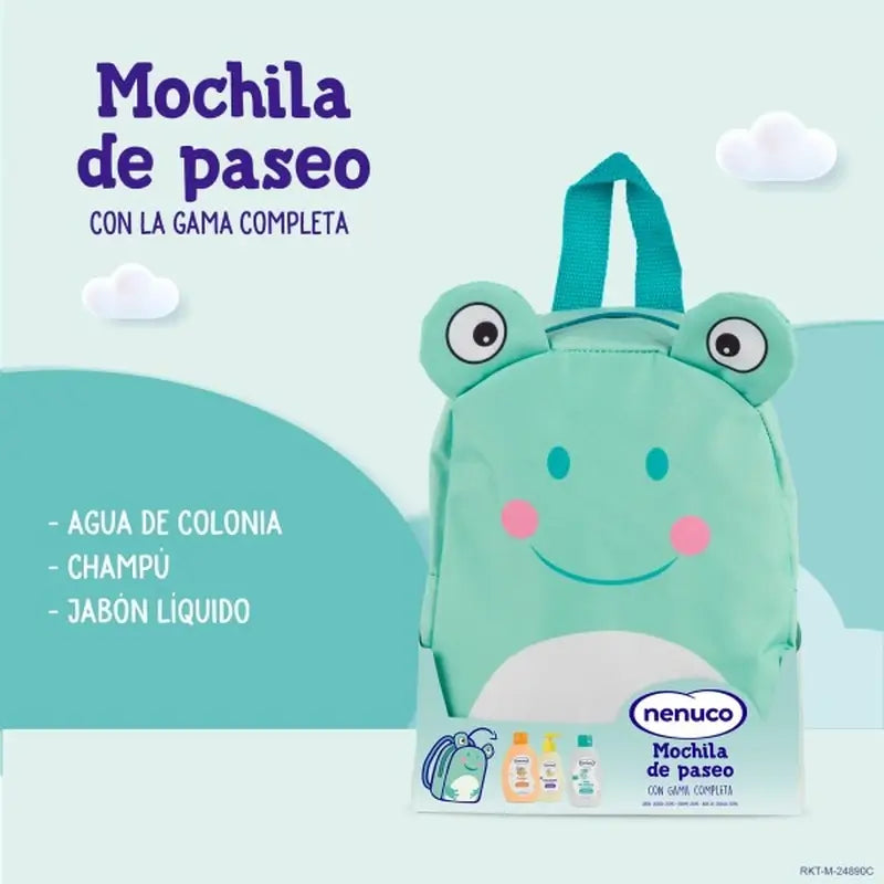 Nenuco Detská sada – detský batoh s motívom žabky, s kolóniou, mydlom a šampónom, 3 x 200 ml