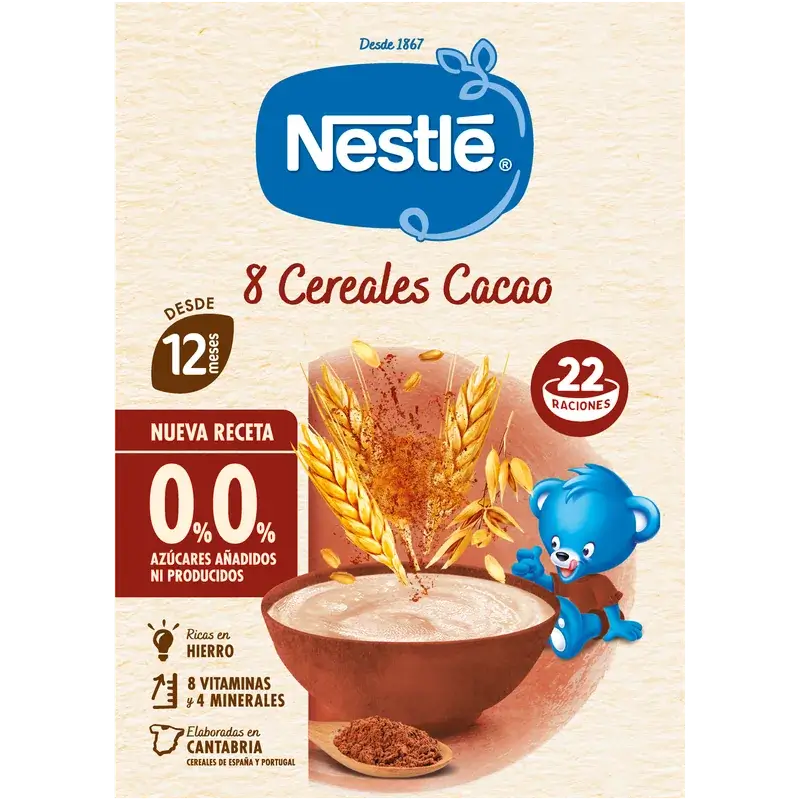 Nestlé detská kaša s 8 druhmi obilnín, 0 % kakaa, 330 g