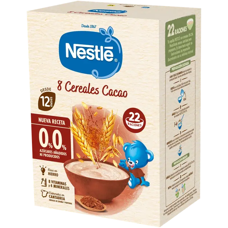 Nestlé detská kaša s 8 druhmi obilnín, 0 % kakaa, 330 g