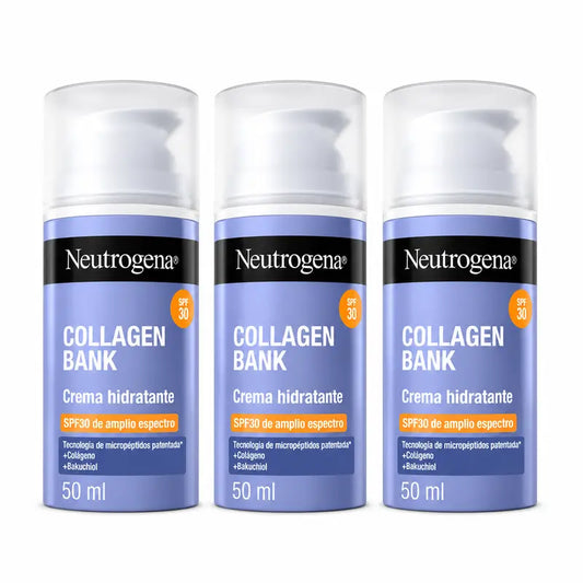 Neutrogena Collagen Bank Hydratačný krém na tvár SPF 30, balenie 3 x 50 ml