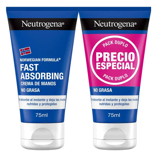 Neutrogena Regeneračný krém na ruky s rýchlym vstrebávaním, balenie 2 x 75 ml 