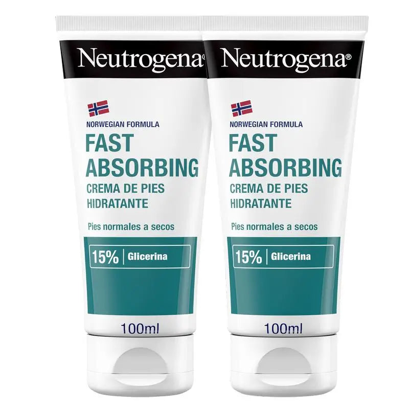 Neutrogena Immediate Absorption Moisturising Foot Cream Pack, 2x100 ml