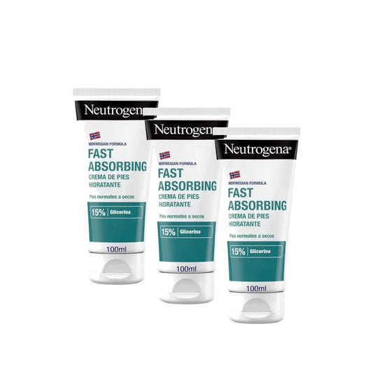 Neutrogena Hydratačný krém na nohy s okamžitým vstrebávaním, balenie 3 x 100 ml