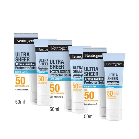 Neutrogena Ultra Sheer Neviditeľný hydratačný krém SPF 50, balenie 3 x 50 ml