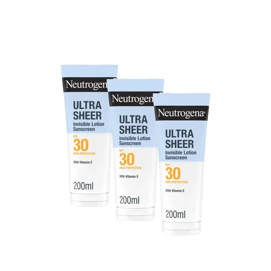 Neutrogena Ultra Sheer Neviditeľný hydratačný krém SPF 30, balenie 3 x 200 ml