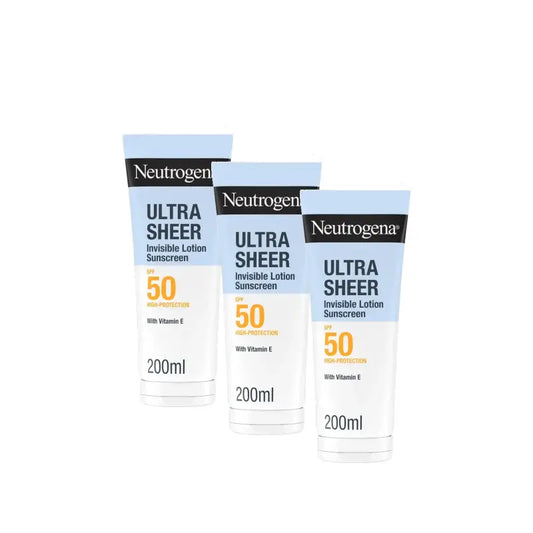 Neutrogena Ultra Sheer – neviditeľný hydratačný krém SPF 50, balenie 3 x 200 ml