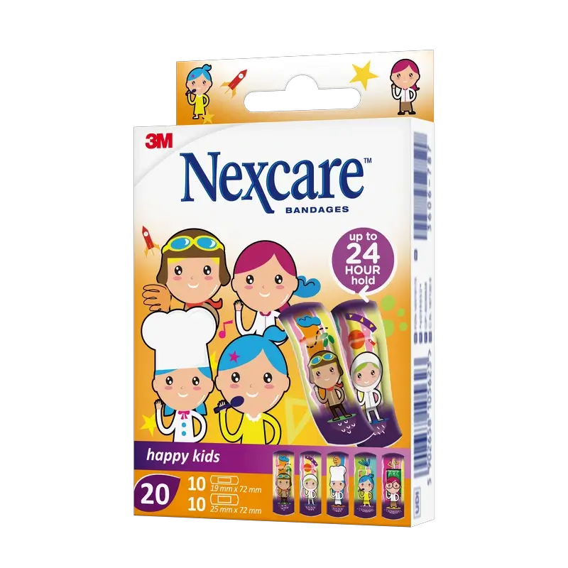 Nexcare Kids  Ochranné náplasti pre deti – motív povolania – zmiešaný sortiment, 20 kusov