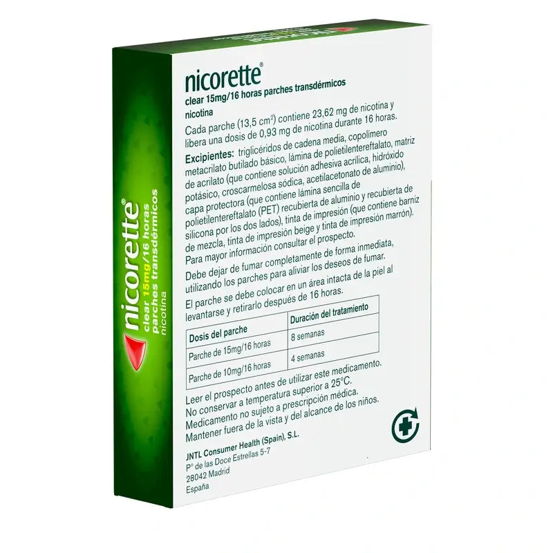 Nicorette Clear 15 mg/16 hodín, 14 transdermálnych náplastí