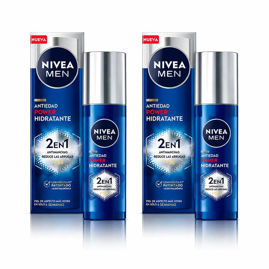 Nivea Men Power Hydratačný krém proti pigmentovým škvrnám a vráskam 2 v 1 SPF 30, 50 ml, balenie po 2 ks