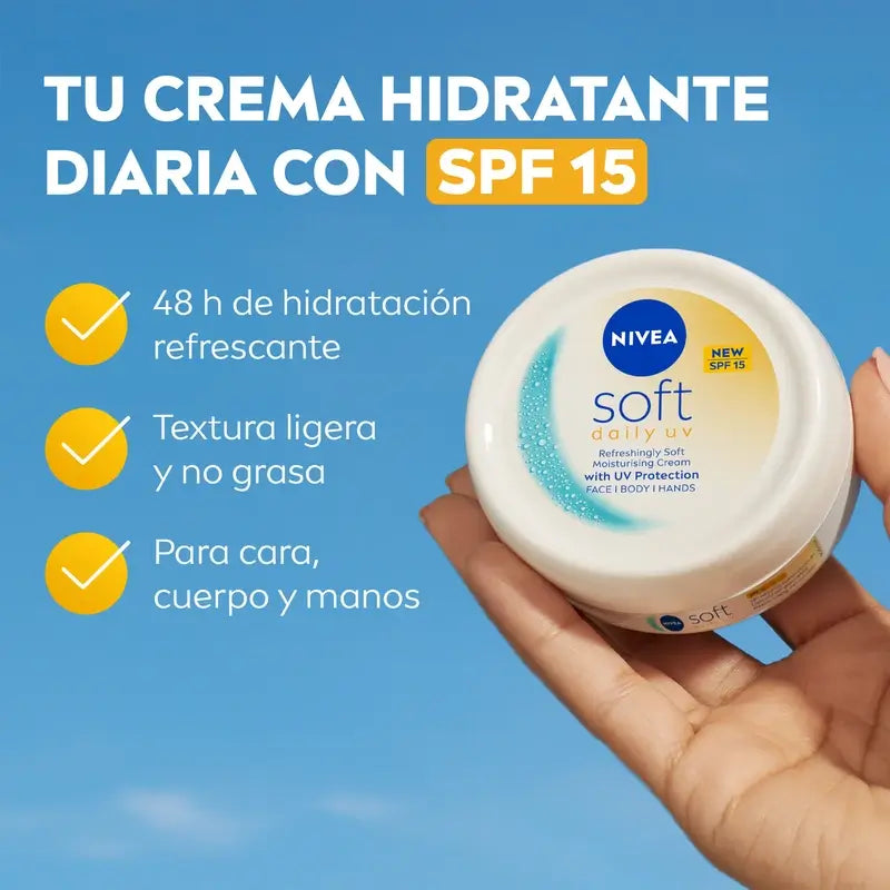 Nivea Soft Viacúčelový denný hydratačný krém s UV ochranou SPF 15, 100 ml