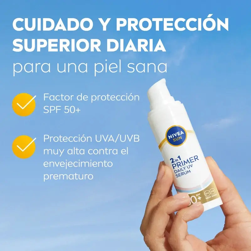 Nivea Sun 2 v 1 – Denné UV sérum s ochranným faktorom SPF 50+ na tvár, 30 ml