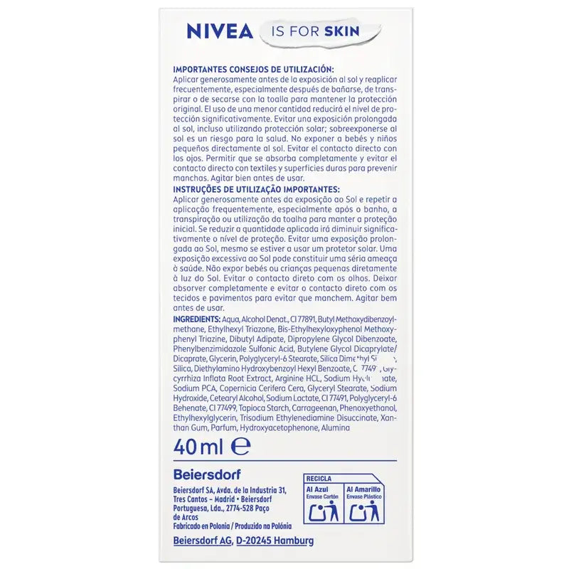 Nivea Sun Ultraľahký denný pleťový krém na tvár, stredný odtieň, SPF 50+, 40 ml