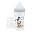 Fľaša Nuk Perfect Match PP so silikónovým náustkom, 0–6 mesiacov, prietok M, Mickey Mouse, sivá, 260 ml