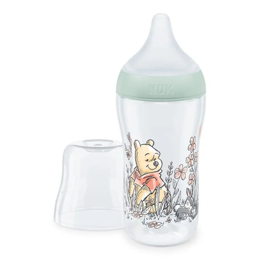 Fľaša Nuk Perfect Match z PP a silikónu, 0–6 mesiacov, prietok M, Medvedík Pú, 260 ml