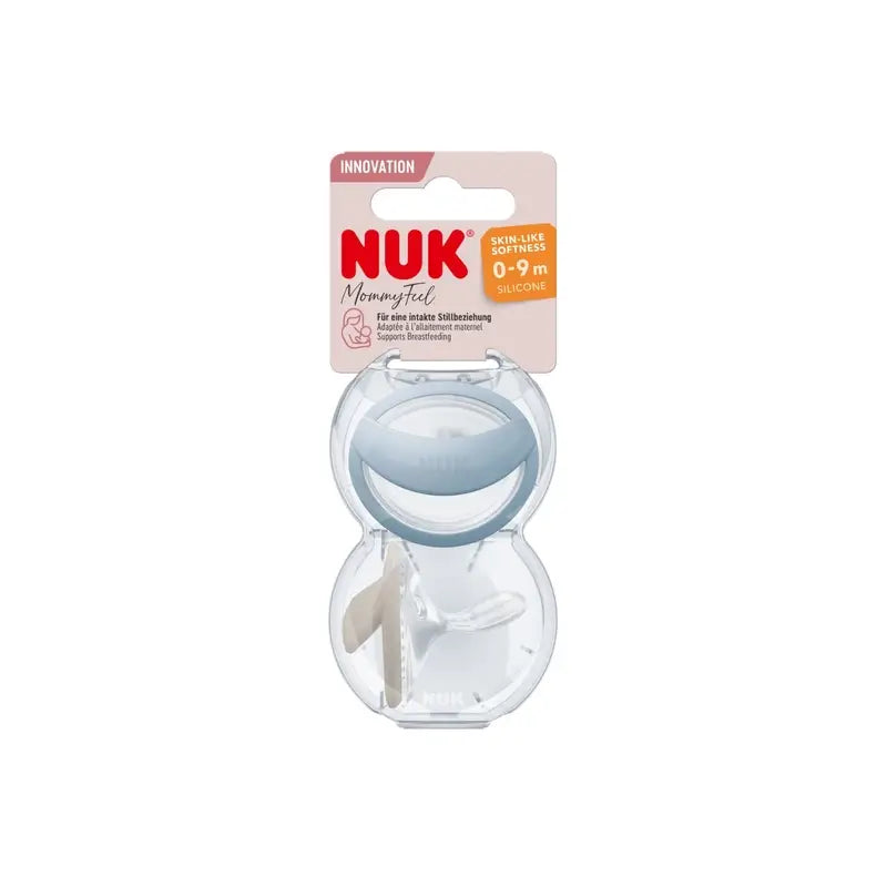 Nuk cumlík Mommy Feel 0–9 mesiacov, modro-sivý, 2 ks