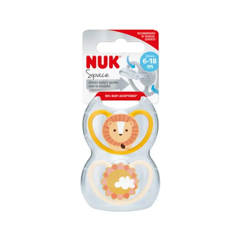 Nuk Cumlík Space Leon/Sol T2 6–18 mesiacov, silikón, 2 ks