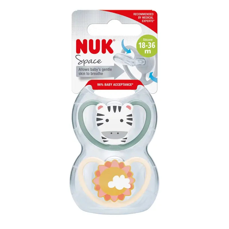 Nuk Cumlík Space Zebra/Sol T3 18–36 mesiacov, silikón, 2 ks