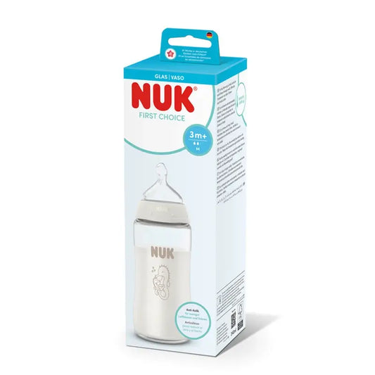NUK First Choice+ Sklená fľaša 240 ml, cumlík M (od 3 mesiacov), motív morského koníka