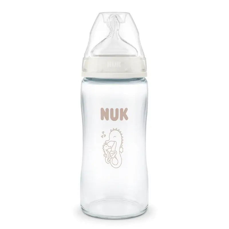 NUK First Choice+ Sklená fľaša 240 ml, cumlík M (od 3 mesiacov), motív morského koníka