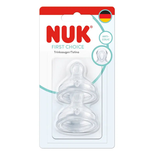 NUK cumlíky First Choice+ s reguláciou prietoku, veľkosť Y, 6–18 mesiacov, silikón, 2 ks