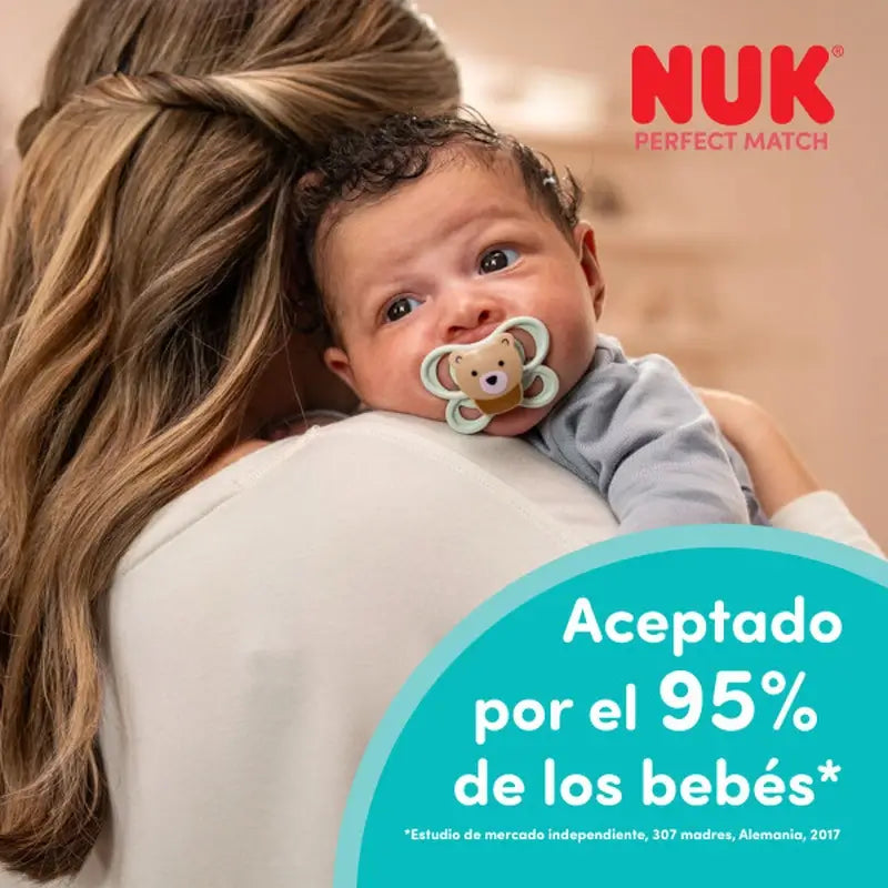 NUK Perfect Match Air – silikónový cumlík T1 0–6 mesiacov, medvedík/žabka, 2 ks