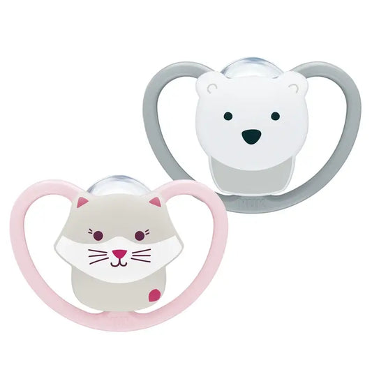 NUK Perfect Match Air Silikónová cumlík T3 18–36 mesiacov Mačka/Polar medvedík, 2 ks