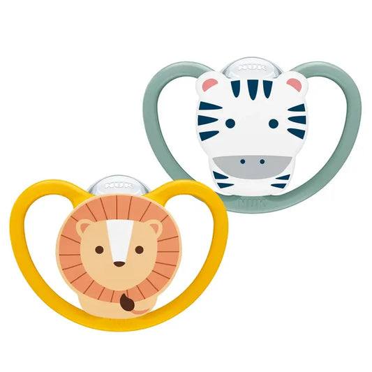 NUK Perfect Match Air silikónový cumlík T2 6–18 mesiacov Zebra/Lev, 2 ks