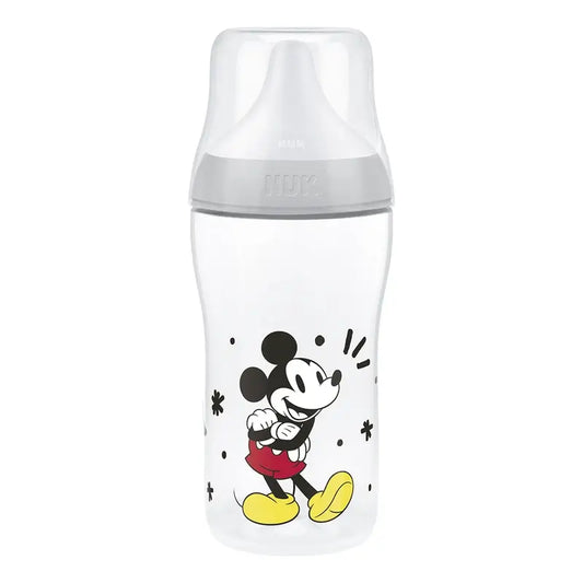 NUK Perfect Match Fľaša 260 ml, cumlík M, od 3 mesiacov, Mickey Mouse, sivá