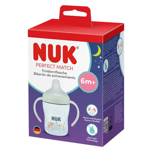 NUK Perfect Match – fľaša na prechod na pevnú stravu 150 ml, od 6 mesiacov, na noc, Koala, modrá