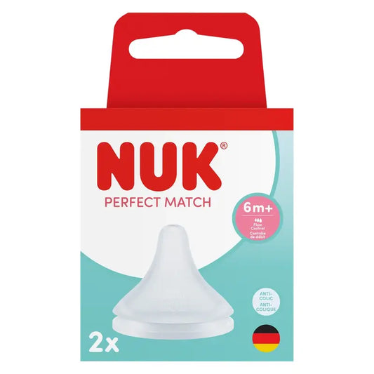 NUK Perfect Match silikónová cumlík s reguláciou prietoku, pre deti od 6 mesiacov, 2 ks