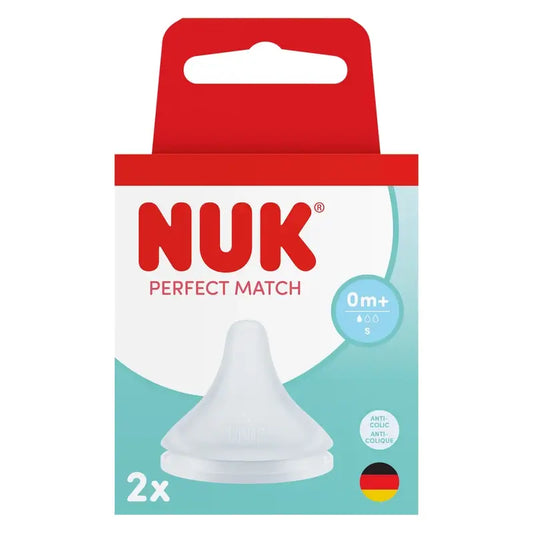 NUK Perfect Match silikónová cumlík, prietok S, 0 mesiacov a viac, 2 ks