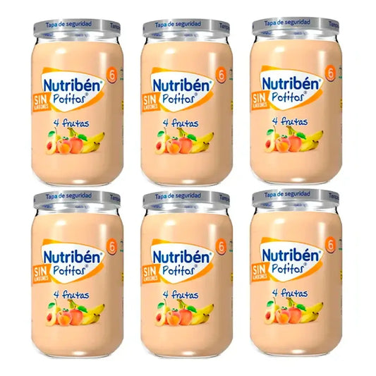 Nutriben Potito 4 druhy ovocia, 6 x 235 g