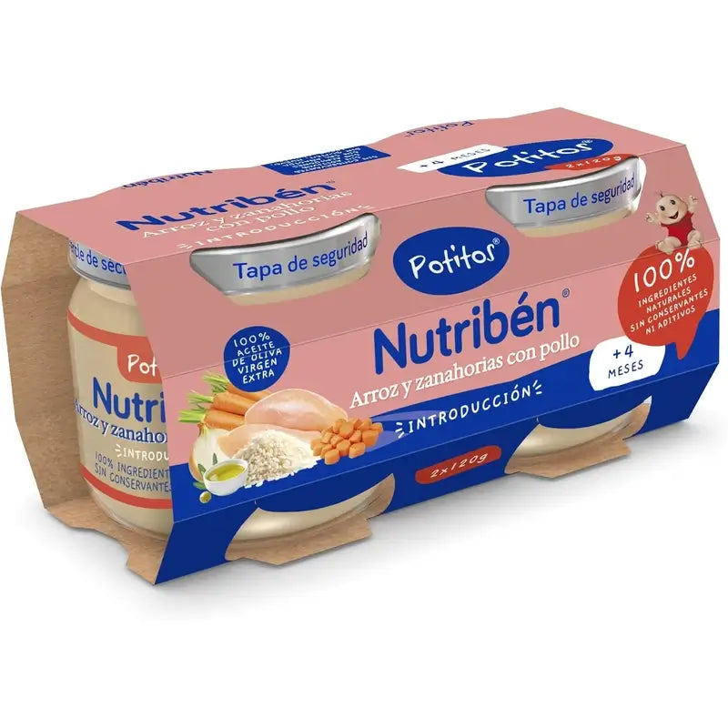 Nutribén Potito pre začiatočníkov – ryža a mrkva s kuracím mäsom, 2 x 120 g