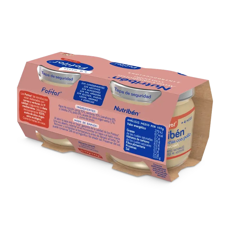 Nutribén Potito pre začiatočníkov – ryža a mrkva s kuracím mäsom, 2 x 120 g