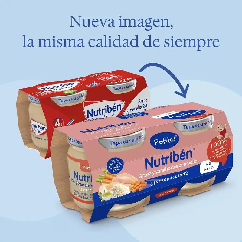 Nutribén Potito pre začiatočníkov – ryža a mrkva s kuracím mäsom, 2 x 120 g