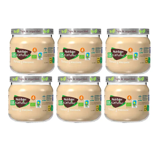 Nutriben – detské ovocné pyré z banánov a jabĺk, 6 x 120 g