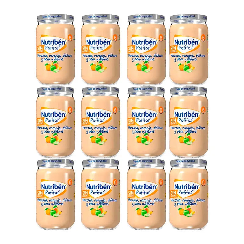 Nutriben Potito – jablko, pomaranč, banán a hruška Williams, 12 x 235 g