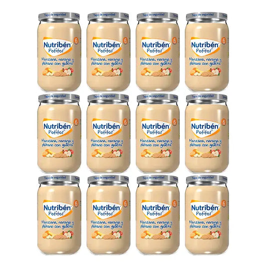 Nutriben Potito – jablko, pomaranč a banán s sušienkou, 12 x 235 g