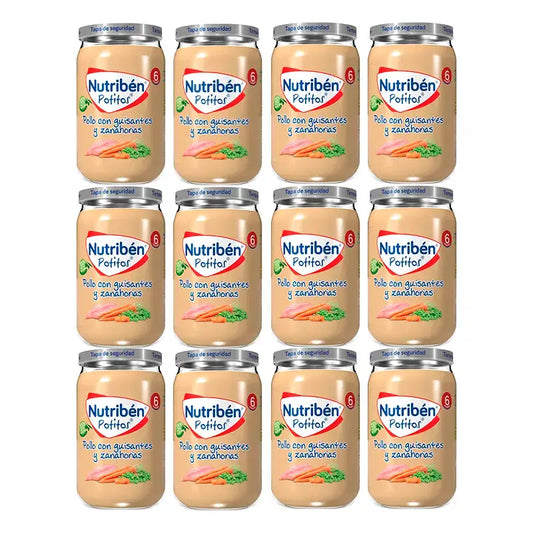 Nutriben Potito – kuracie mäso s hráškom a mrkvou, 12 x 235 g
