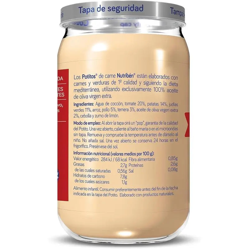 Nutribén Potito – kuracie a teľacie ragú so zelenými fazuľkami, 235 g